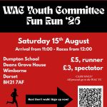 Poster for the Wimborne Youth Committee Fun run on Saturday, 15 August 2026